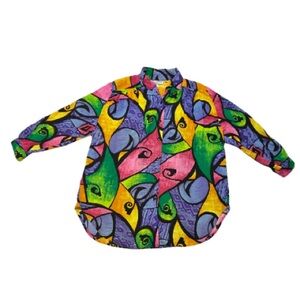 A Personal Touch Vintage 90's Retro Abstract Rayon Multicolor Pop Art Shirt
Top